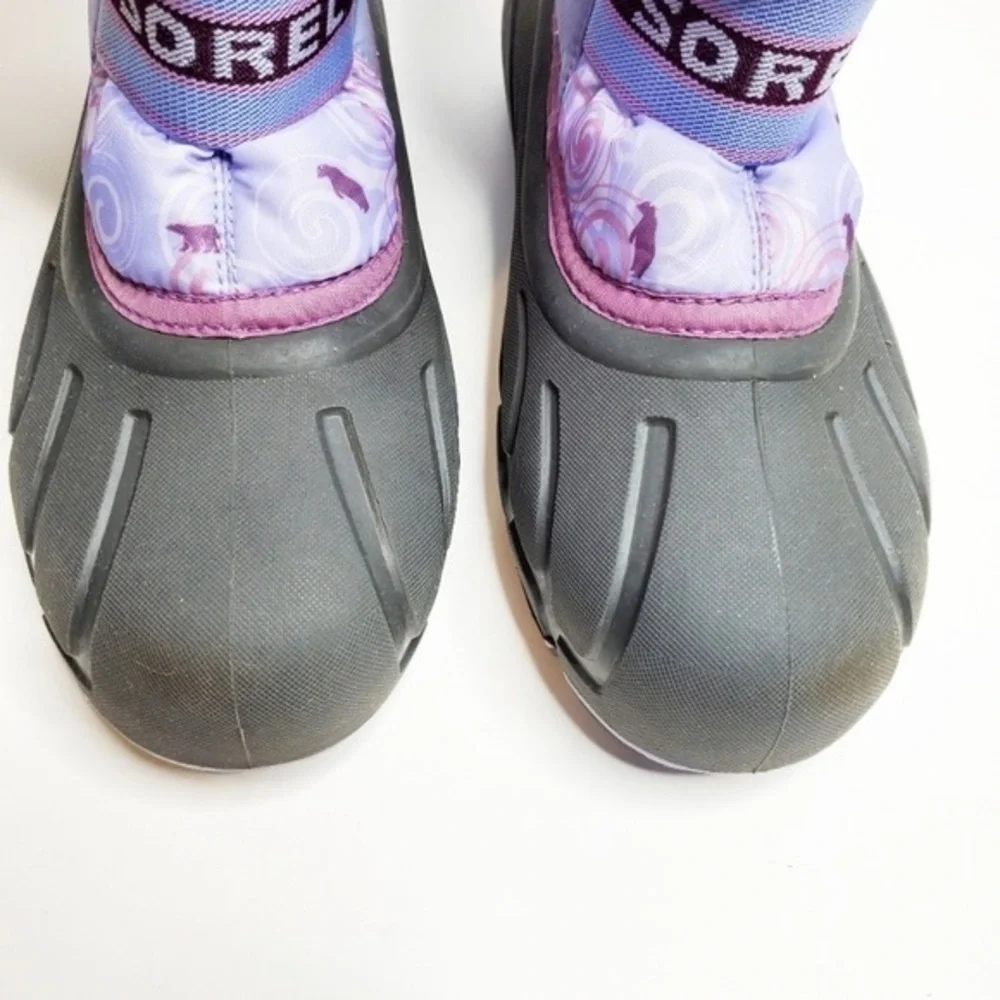 Sorel Cub Bear Winter Waterproof Snow Boots Purple Blue Grey Size 6